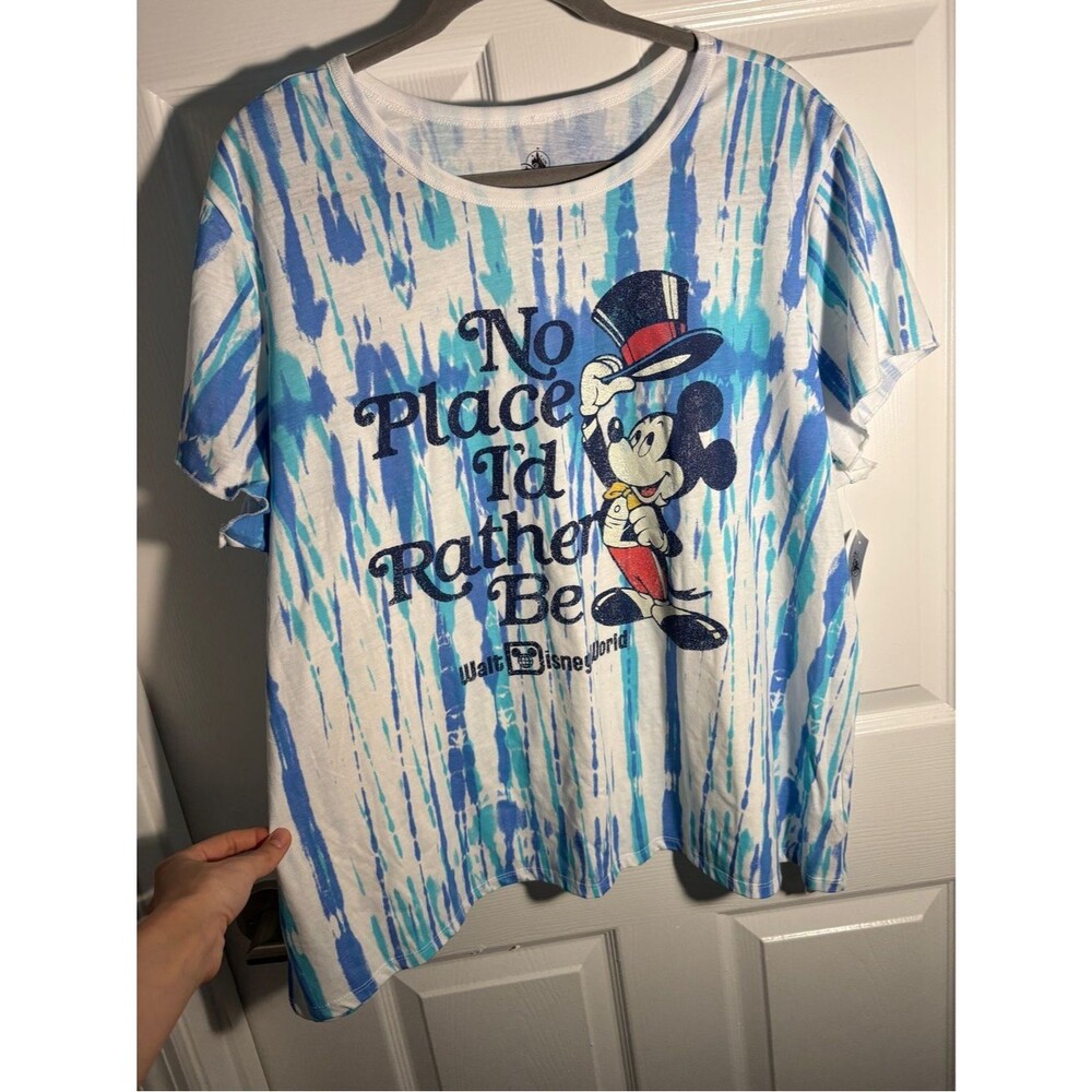 NWT Disney Mickey Mouse Women’s 2X Blue Tie Dye Walt Disney World Graphic Tee